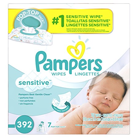 Pampers Sensitive Water Baby Wipes 7X Pop-Top Packs, 392 Count