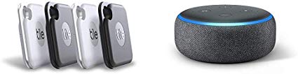 Tile Pro (2020) - 4-Pack Echo Dot (3rd Gen) Amazon Smart Speaker with Alexa