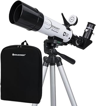 Celestron – EclipSmart Safe 50mm Solar Refractor Telescope – ISO 12312-2 Compliant – Observe Eclipses, Sunspots @ Powerful 18x Magnification – Telescope with Built-in Solar Filter – Backpack Included
