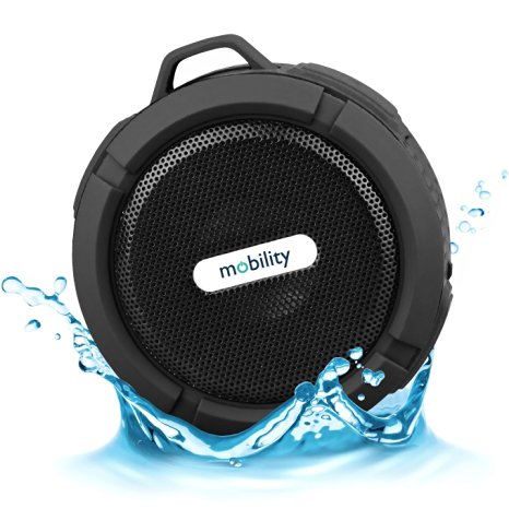 Mobility® AquaPlay Waterproof Bluetooth Speaker - Best Portable, Outdoor, and Shower Speaker - Wireless and Bluetooth 2.1   EDR Technology - Black