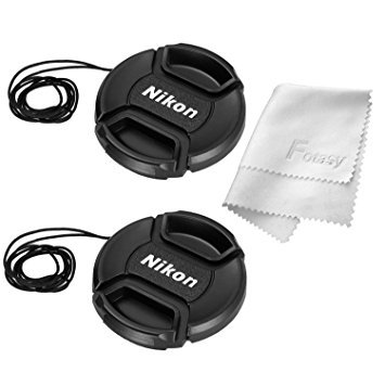 55MM Center Pinch Lens Cap for Nikon DSLR Lenses with 55mm Filter Diameter (2 Packs)