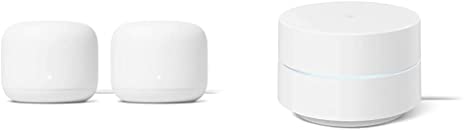 Google Nest WiFi - AC2200 - Mesh WiFi System - WiFi Router - 4400 Sq Ft Coverage - 2 Pack with Google WiFi - AC1200 - Mesh WiFi System - WiFi Router - 1500 Sq Ft Coverage - 1 Pack