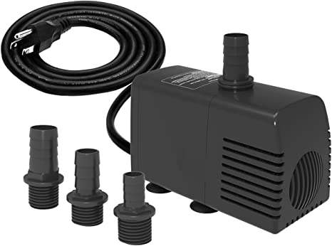 Knifel Submersible Pump 600GPH Ultra Quiet with Foam Filter & Dry Burning Protection 8.2ft High Lift for Fountains, Hydroponics, Ponds, Aquariums & More…………