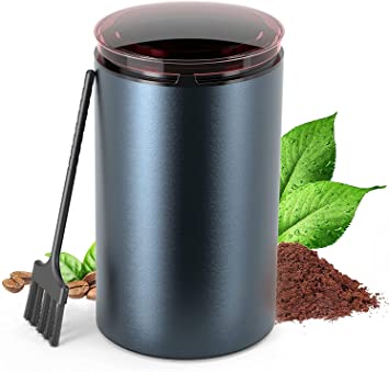 Coffee Grinder Electric Coffee Grinder, Spice Grinder with 304 Stainless Steel Blade 30000rpm Coffee Bean Grinder for Coffee Beans, Spice, Nuts, Herbs, Pepper [One-Touch Control, Clear Lid, Brush]