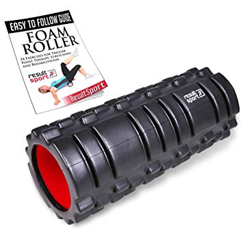 ResultSport Foam Roller for Muscle Massage with Exercise Book, Hollow Core, Lightweight, Relief Aching legs and body for men and women. Ideal for Runner and Athlete