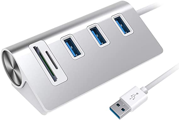 USB 3.0 Docking Station, Portable Aluminum Hub with 3 USB Ports and SD&TF Card Adapter for iMac, MacBook Air, MacBook Pro, MacBook, Mac Mini, PCs and Laptops, Multi-in-1 Superspeed Combo Hub Dock