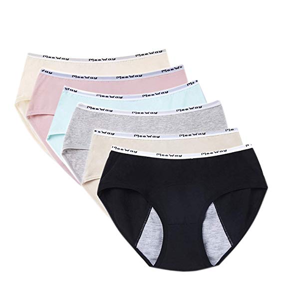 Nalwort Big Girl Underwear Period Panties Leak-Proof Organic Cotton Protective Briefs Pack of 6