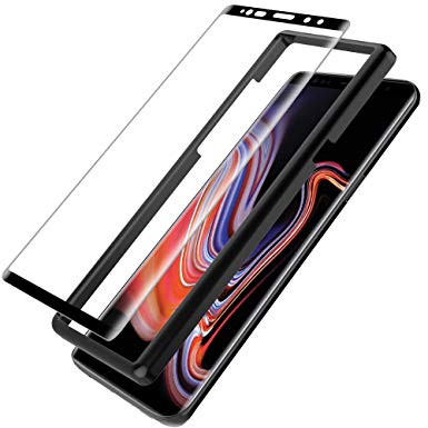 L K for Samsung Galaxy Note 9 Screen Protector Tempered Glass [9H Hardness][3D Curved][Full Coverage][Alignment Frame Easy Installation] Screen Protective Film - Black