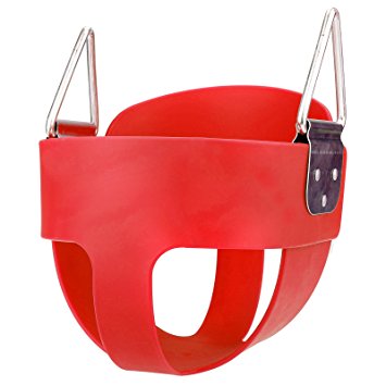 Ancheer Toddler Swing Seat High Back Full Bucket Swing Seat without Coated Chain (Red)