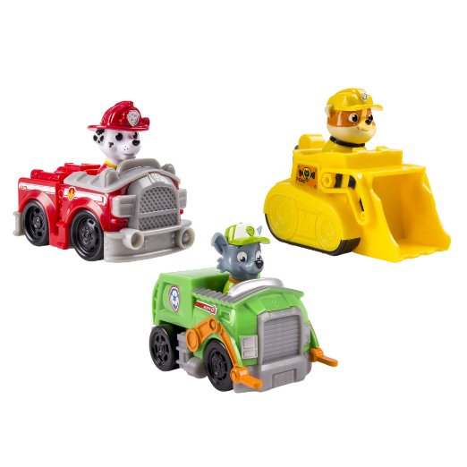 Paw Patrol - Rescue Racers 3pk Vehicle Set Marshal Rubble, Rocky