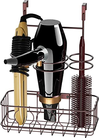 Simple Houseware Cabinet Door/Wall Mount Hair Dryer & Styling Tools Organizer Storage, Bronze