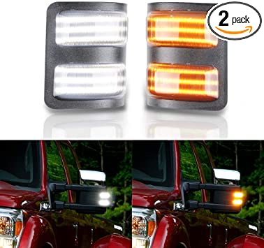 Gempro 2Pcs Switchback LED Side Mirror Marker Turn Signal Light For 2008-2016 Ford F250 F350 F450 F550 Super Duty, Replace OEM Mirror Marker Lamps