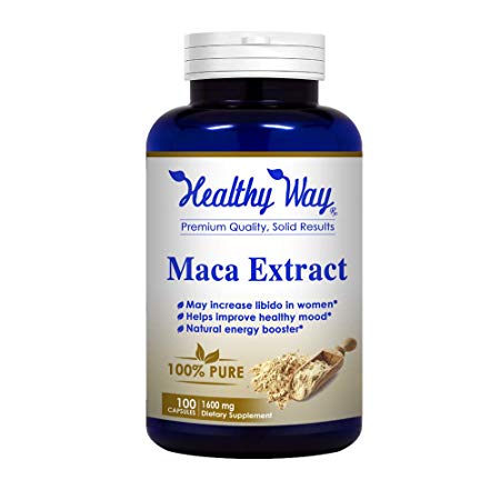 Healthy Way Pure Black Maca Root - 100 Capsules - Natural Pills to Support Reproductive Health & Energy - NON-GMO USA Made 100% Money Back Guarantee