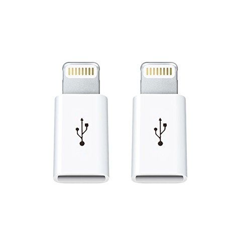 Micro USB to Lightning Adapter, Ankey Micro USB to 8 pin Lightning Adapter for iPhone X / 8 / 8 Plus / 7 / 7 Plus / 6 / 6 Plus / 5S, iPad / iPod and More - 2pc (White)