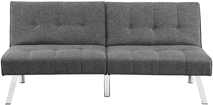 Sofa Bed, Convertible Futon Sofa with Sturdy Frame, Adjustable Sleeper Sofa for Living Room, Bedroom, Lounge, Dorm or Office, Light Grey