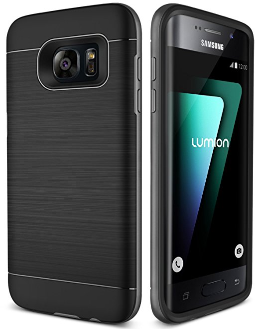 Galaxy S7 Edge Case, (Gardien - Dark Silver) (Hard Drop Rugged Protection) Premium Hybrid Case (Slim Fit Dual Layered) Shock Absorbent Cover for Samsung Galaxy S7 Edge 2016 by Lumion