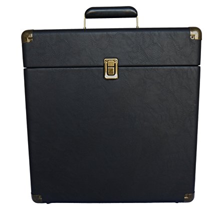 TechPlay IEP40 BK, Retro Record Carrying Case for Albums (Black)