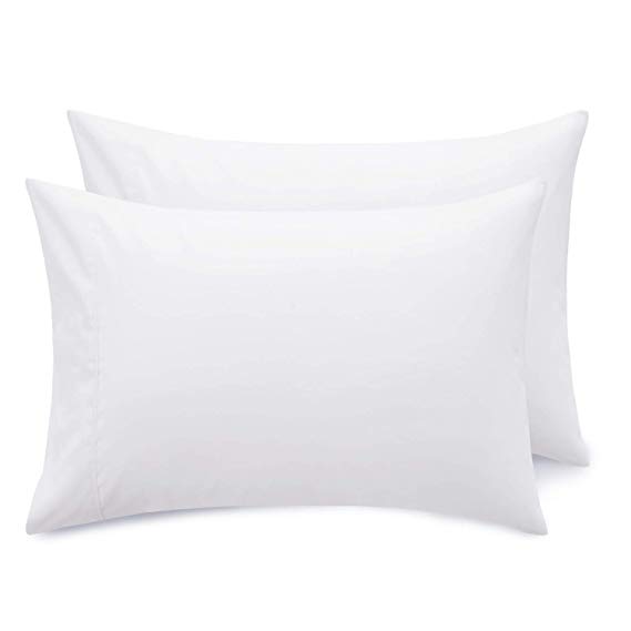 Bedsure White Pillowcase Set - King Size (20x40 inches) Bed Pillow Cover - Brushed Microfiber, Wrinkle, Fade & Stain Resistant - Envelop Closure Pillow Case Set of 2