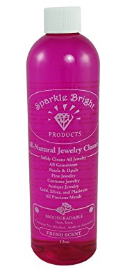 Sparkle Bright All-Natural Jewelry Cleaner Solution - Jewelry Cleaning for Ultrasonic, Diamonds, Fine, Costume, and Designer Jewelry