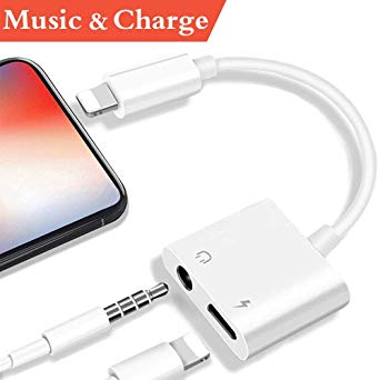 for iPhone Headphone Jack Adapter, for iPhone 3.5mm AUX Audio Adapter, Earphone Connector Converter Splitter, 2 in 1 Dongle for iPhone 7/7plus/8/8plus/10/X/XS/XS MAX/XR Charge Music Accessories Cable