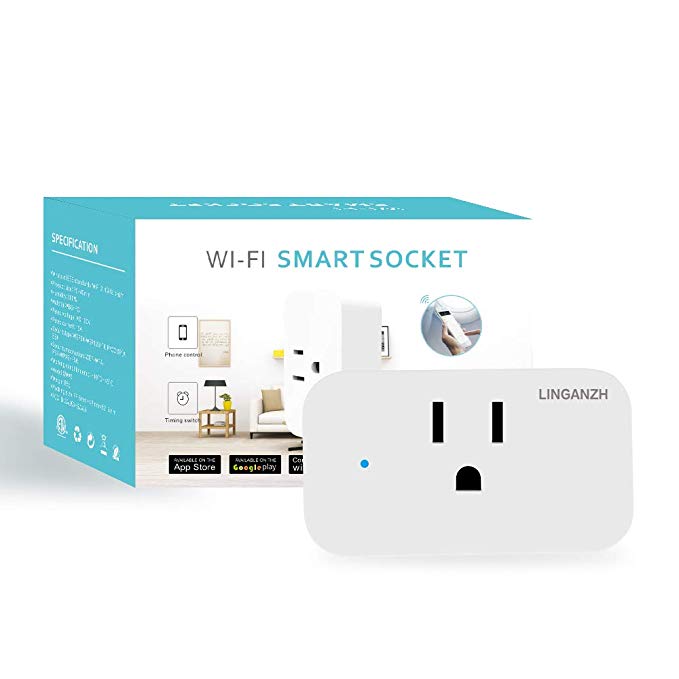 LINGANZH Smart Plug WiFi Enabled Mini Smart Switch Compatible with Amazon Alexa & Google Assistant, No Hub Required, Remote Control Your Devices from Anywhere.16A 1pack