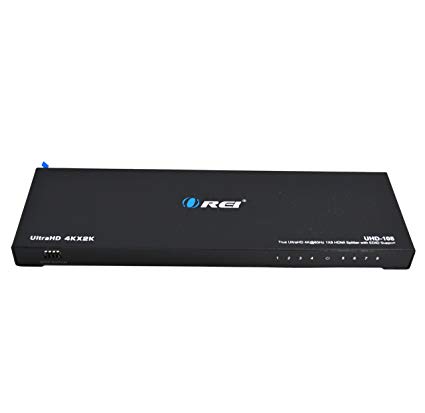 Orei 1x8 2.0 HDMI Splitter 8 Ports with Full Ultra HDCP 2.2, 4K at 60Hz & 3D Supports EDID Control - UHD-108