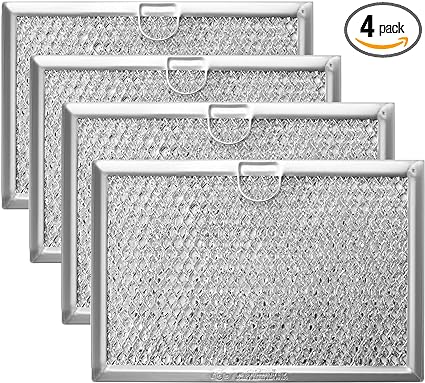 4Pcs 5304464105 5304509444 Frigidaire Microwave Grease Filter, 5"x7-5/8"x3/32" Compatible with WB06X10608 5304517871 4920114 AP6809087 PS12585760 EAP12585760