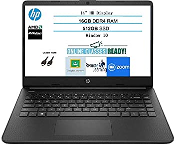 2020 Newest HP 14 Inch Premium Laptop, AMD Athlon Silver 3050U up to 3.2 GHz(Beat i5-7200U), 16GB DDR4 RAM, 512GB SSD, Bluetooth, Webcam,802.11AC WiFi,Type-C, Windows 10 S, Jet Black   Laser HDMI