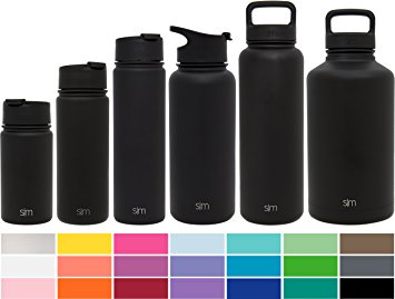 Simple Modern 530ml Summit Water Bottle   Extra Lid - Vacuum Insulated Stainless Steel Wide Mouth Hydro Travel Mug - 18oz Powder Coated Double-Walled Flask - Midnight Black