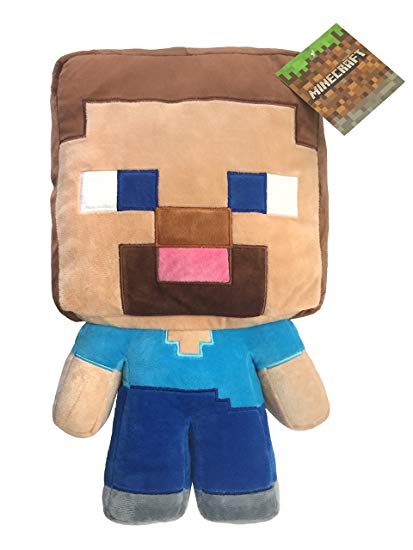 Jay Franco Mojang Minecraft Steve Plush Pillow Buddy - Kids Super Soft Polyester Microfiber, 16 inch (Official Product)