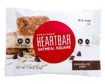 Heartbar Oatmeal Square Bar, Chocolate Chip, 1.76 Ounce (Pack of 12)