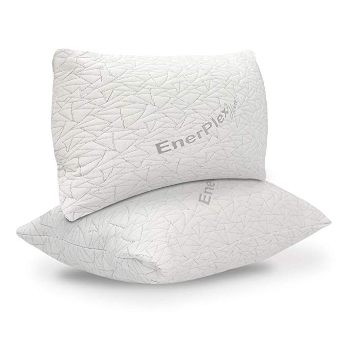 EnerPlex Luxury Queen Size Pillow 2 Pack, Adjustable Shredded Memory Foam Pillow, Luxury Pillow - High End Quality, Machine Washable, Removable Bamboo Cover, Queen Size (2 Pack)