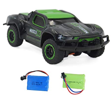 Blomiky 4WD 9MPH High Speed Racing RC Car 1:43 Scale 2.4G 4WD Electric Small Remote Control Vehicle D143 Green Black