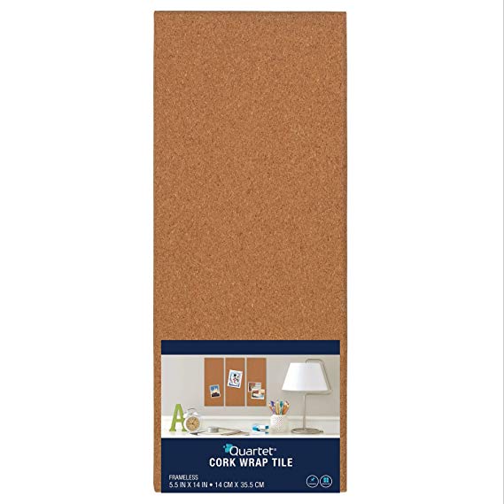 Quartet Modular Natural Frameless Bulletin Board, 5.5 x 14 Inches, Cork (48110)