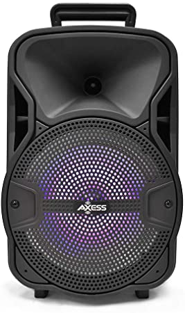 Axess 8’’ Portable Bluetooth Speaker with Woofer & Tweeter – HD Sound System for Parties with Built-in LED Lights – Wireless PA Speaker USB, TF Card, Aux, FM & Mic Supported – Model # PABT6052