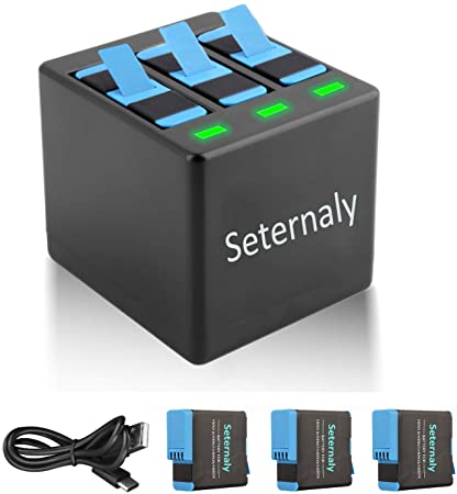 Seternaly (3 Pack 1500mAh) GoPro Hero 8 Replacement Battery Charger for GoPro Hero 8/7/6/5 Black,Hero(2018),AHDBT-501 (Fully Compatible with Original)