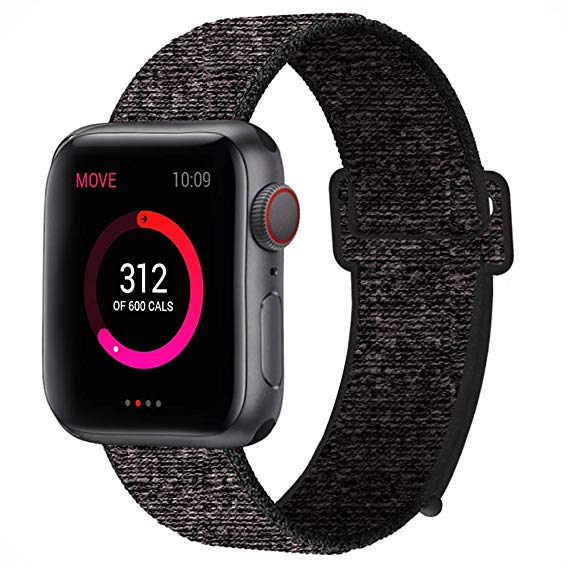 INTENY Sport Band Compatible with Apple Watch 38mm 40mm 42mm 44mm, Soft Lightweight Breathable Nylon Sport Loop, Strap Replacement for iWatch Series 4, Series 3, Series 2, Series 1