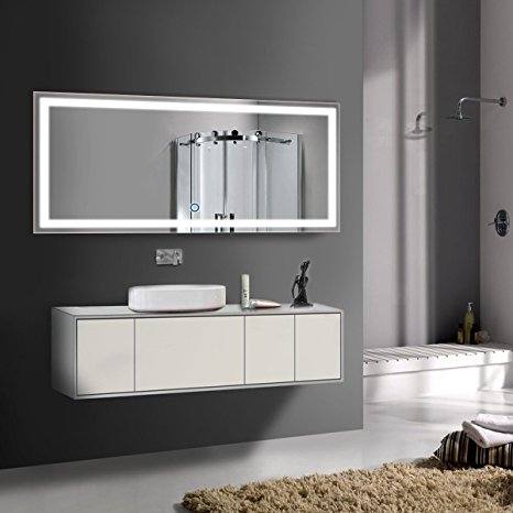 70 x 32 In Horizontal LED Bathroom Silvered Mirror with Touch Button (CK010-A)