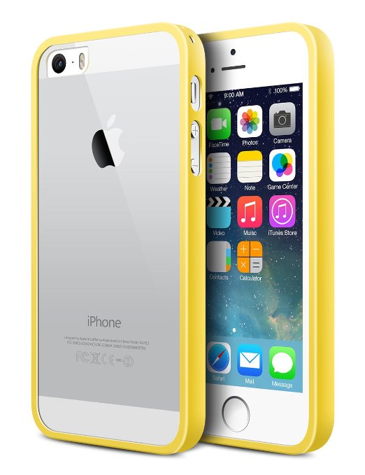 iPhone 5S Case,MiHua Apple iPhone 5S Protective Transparent Slim Case Shock-Absorption Bumper and Anti-Scratch Clear Back - Ultra Slim Back Bumper Case for iPhone 5S (Yellow)
