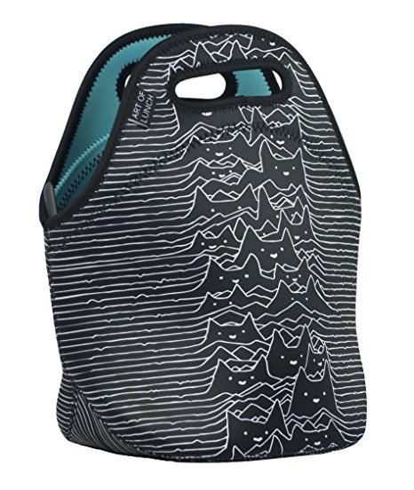 Neoprene Lunch Bag by ART OF LUNCH - Large [12" x 12" x 6.5"] Gourmet Insulating Lunch Tote - A Partnership with Artists Around the World - Design by Tobe Fonseca (Brazil) - Furr Division Cats
