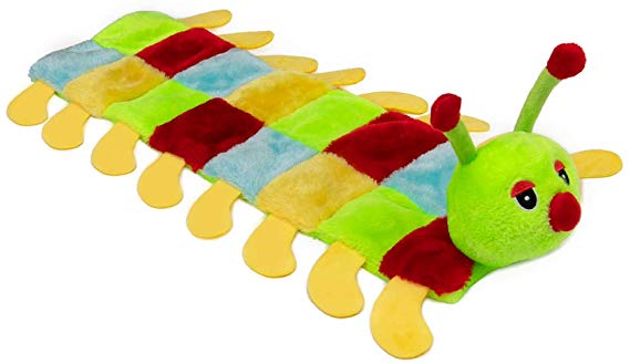 EXPAWLORER 16 Squeakers Plush Squeaky Caterpillar Mat Dog Toy Colorful No Stuffing Chritmas Chew Fun Toys Breaks Bored for Medium and Large Dogs