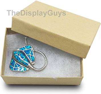 The Display Guys Pack of 25 Cotton Filled Cardboard Paper Kraft Jewelry Box Gift Case - Kraft (3 1/4x2 1/4x1 inches #32)