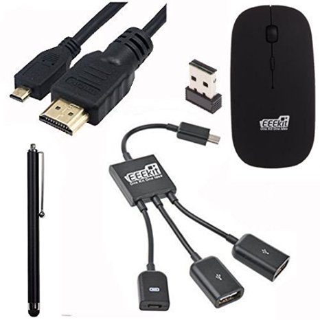 EEEKit 4in1 Starter Kit for ASUS Transformer Book T100HA T100TA T200TA T100CHI, Micro HDMI Cable,Micro USB Host OTG Hub Adapter, 2.4G Mouse, Stylus