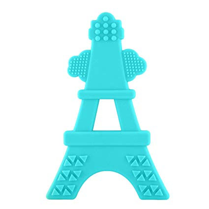 EZTOTZ Baby Teething Toy Made in USA Tower Teether Multi-Textured Soft Silicone - BPA Free and Freezer Safe (Teal)