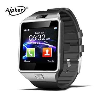Aipker Bluetooth Smartwatch Phone with SIM TF Card Slot Camera for Samsung LG Sony All Android Smartphones Silver