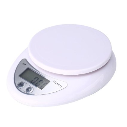 Soledi Digital Kitchen Scale Food Scale with Measure Tray Bowl White