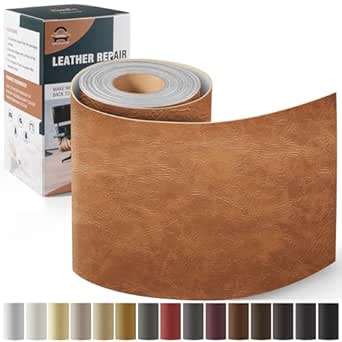 Leather Repair Patch Tape, 4"x 63" Self Adhesive Leather Repair Tape for Furniture, Leather Repair Kit for Car Seat, Couch, Sofa, Chair, Boat Seat - Classic Brown