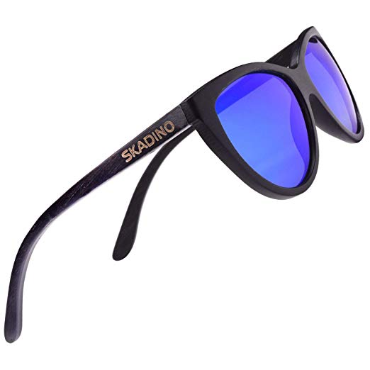 SKADINO JUSTIN Wood Sunglasses with Polarized lenses-Handmade Floating Wood Shades for Men&Women-Zebra Wood