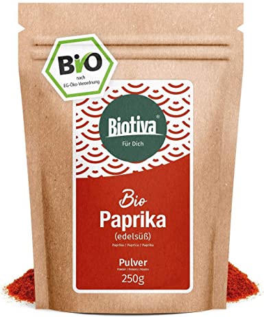 Sweet Paprika Powder Organic 250g -Hand Produced Premium Quality -Packed, Controlled and Certified in Germany (DE-ECO-005).