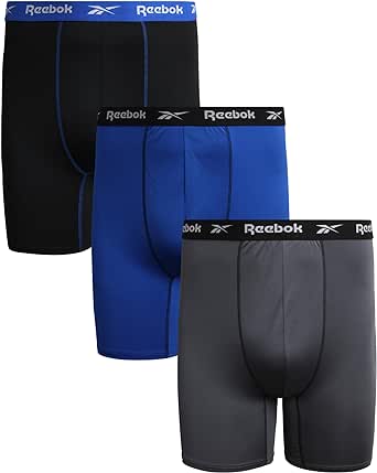 Reebok Men’s Underwear – Big and Tall Long Leg Performance Boxer Briefs (3 Pack)(2XL – 4XL)